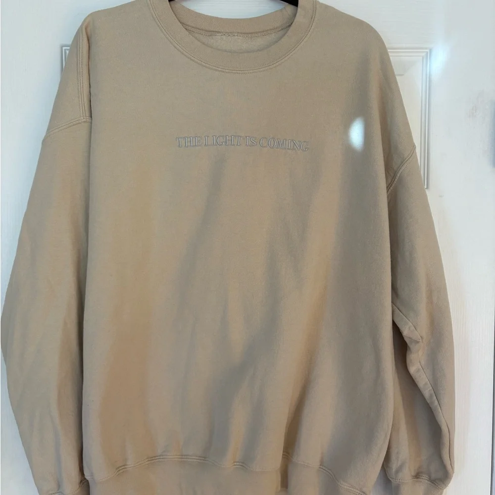 Ariana Grande Beige “The Light is Coming” Crewneck Sweater - Picture 1 of 4